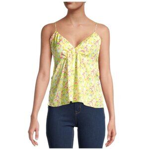 Free People Floral Yellow Sleeveless Spaghetti Strap Camisole Top For Women Larg